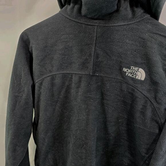 The North Face Jacket Women Small Black Blue Micro Grid Fleece Zip Hood Windwall - Picture 8 of 12